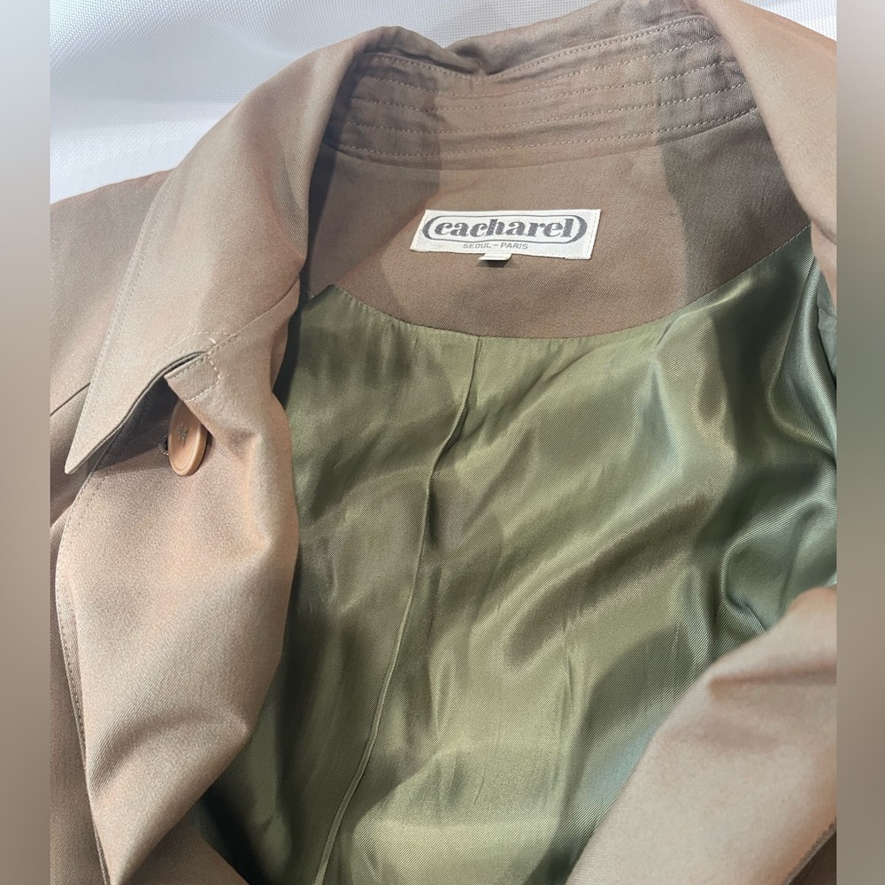 Cacharel Vintage Men’s Trench Coat Size  XL Beige Belted Overcoat - Picture 5 of 6